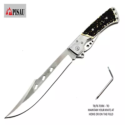 PISAU Outdoor Large Folding Knife Camping Fishing Hunting Bowie Pocket Bush EDC. • $21.84