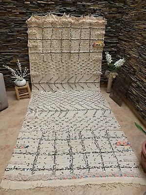 Moroccan Vintage Handira Wedding Blanket Handmade Berber Sequins Rug 03YS00693 • $1399.95