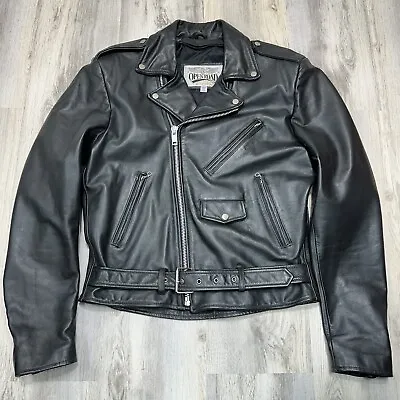 Vintage Wilson Open Road Black Leather Motorcycle Jacket Men 42 Long NO LINER • $152.99