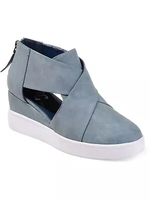 JOURNEE COLLECTION Womens Blue Straps 1  Platform Seena Toe Wedge Sneakers 5.5 • $14.99