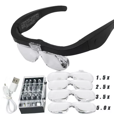 2 LED Headband Headset Head Lamp Light Jeweler Magnifier Magnifying Glass Loupe • $22.97