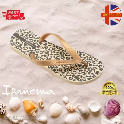 New Ladies Women Flip Flops Summer Pool Beach Sandals Toe Post Leopard Ipanema • £12.95