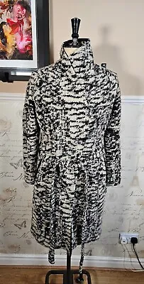 Diesel Overcoat/Jacket Women's UK 16-18 ~ Long Trench Zebra Print Belted Wool • £44.99