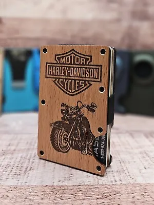 Harley Davidson  Mens Minimalist Wallet Slim Aluminum And Wood • $29.99