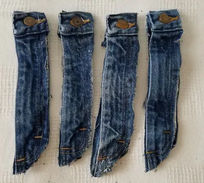 Lot Of 4 Upcycled Denim Metal Zippers With Button Closures For Crafts Or Sewing • $5.95