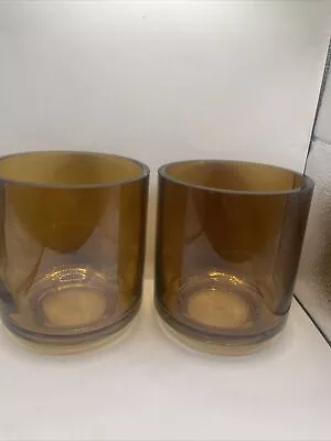 Mikasa Home Accents Large Amber Candle Holders Set Of 2 VTG • $24