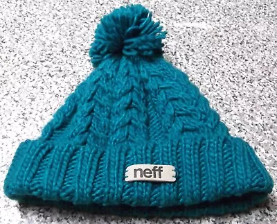 NEFF Aqua Green Cable Knit Beanie • £4.01