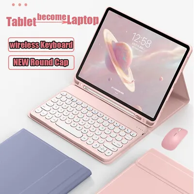 For Samsung Galaxy Tab S6 Lite A9+ A8 A7 Leather Case Bluetooth Keyboard Mouse • £12.99