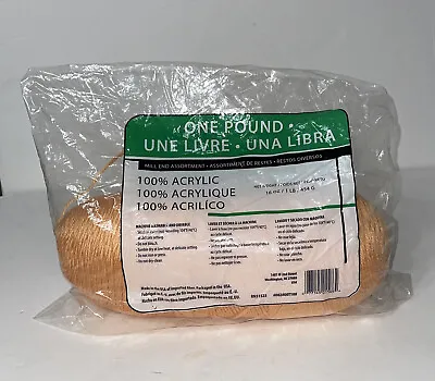 New One Pound Mill End Assortment Yarn Skein Peach Pink 100% Acrylic • $14.44