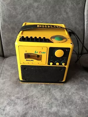 Vintgae 80s PHILIPS Le Cube D8080.Cassette Player Boombox AM FM STEREO.Worker! • $180