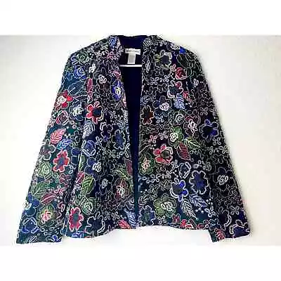 Drapers And Damons Floral Appliqué Blazer Vintage Zara Reboot SZ Large • $19.99