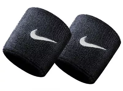 Black Nike Swoosh Tennis Squash Badminton Sports Gym Wristbands Bands Sweatbands • $19.13