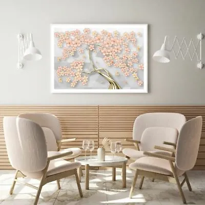 $12.90 • Buy Pink & Gold Flower Tree 3D Design Print Premium Poster High Quality Choose Sizes