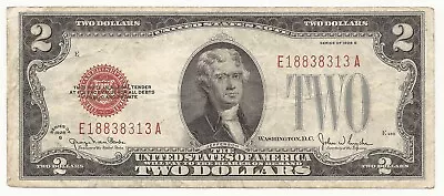 1928-G $2 Two Dollar Bill Red Seal United States Note VG/FINE FREE SHIPPING • $20