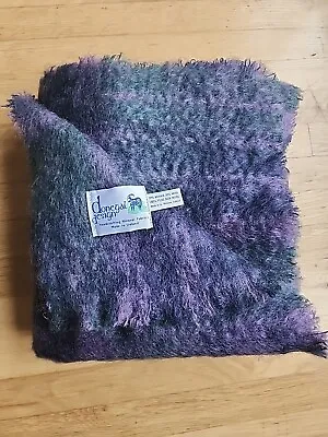 Donegal Design Mohair And Wool Throw Blanket.  Deep Purple Dk Green Dk Gray • $61.99