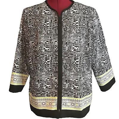 Alfred Dunner Jacket Women’s Size 12 Multi-Colored Zipper 3/4 Sleeves Pockets • £24.32