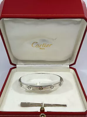 £4736.60 • Buy CARTIER LOVE BRACELET 18K WHITE GOLD Size 18 - B3659