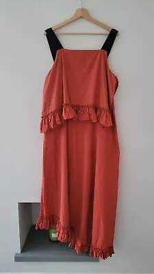 £5 • Buy Asos Orange Asymmetric Cotton Ruffle Dress Size 18
