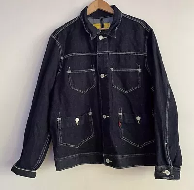 LEVI’S Red Label Dark Blue Denim Jacket Size Large Rare Vintage Buttons Collared • $199.92