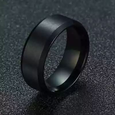 .Men's Stainless Steel White Stripe Ring 8mm Wedding Band Comfort Fit Us Seller • $4.95