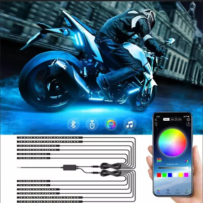 12 PCS RGB Motorcycle LED Light Under Glow Neon Strip Kit Bluetooth APP Control • $26.66