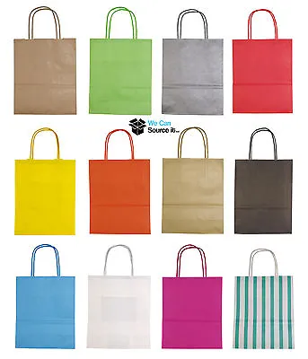 £2.95 • Buy Party Bags Kraft Paper Gift Bag Twisted Handles Recyclable Loot Wedding - Small