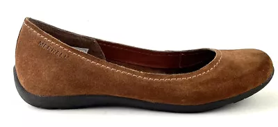 Merrell Ballet Flats Avesso Oak Brown Suede Slip On Shoes 1339363 Size 10 • $31.96