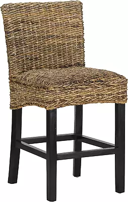 Portman 24  Inch Counter Stool Abaca Rattan With Mahogany Legs • $194.99