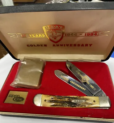 Zippo Case Xx 1994 D-day Golden Anniversary Ltd Ed Knife & Lighter Set C515 • $564.17
