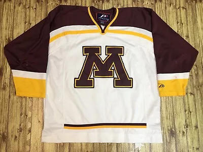 Vintage NCAA Pro Player MINNESOTA GOLDEN GOPHERS Hockey White Replica Jersey XL • $46.95