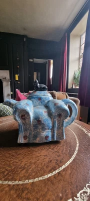£5 • Buy Vintage Ceramic Teapot By Swineside, Ceramic, Cat & Armchair.
