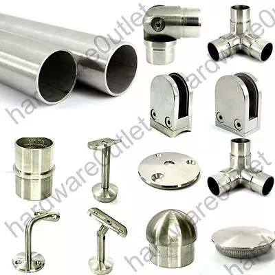 £4.63 • Buy 42.4mm Ø Brushed Stainless Steel MODULAR HANDRAIL System & FITTINGS Grade 304 