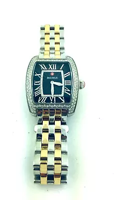 RARE: Michelle Two Tone Urban Mini Diamond Bezel Watch W/Black Dial MWW02A000618 • $999