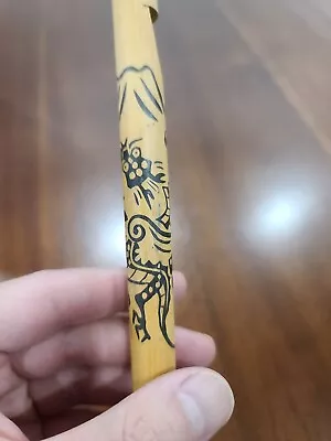 Vintage Wooden Child's Flute With Design Made In Japan • $4.99