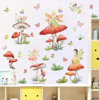 HaoFuJi Elf Flying Fairy Mushroom Sticker Children's Wall Stickers Kids • £7.99