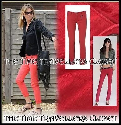 Kate Moss Topshop Iconic Red Skinny Low Waist Stretch Jeans Uk 12 14 W32 L32 • £50