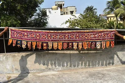 Antique Toran Gujarati Embroidered Textile Kutchi Rabari Kathiawar Wall Decor 32 • $233.22