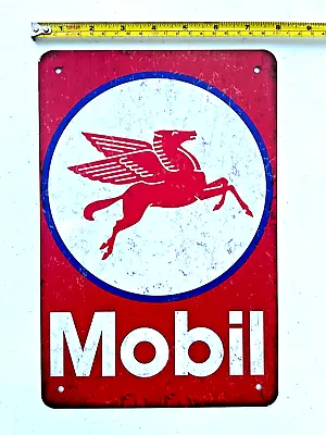 Vintage Mobil Gas Station Sign Mobil Oil Retro Tin Sign Metal Oil Signs Garage • $11.95