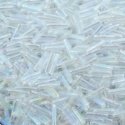 Miyuki Slender Bugle Beads 6mm X 1.3mm 13 Gram Tube Crystal AB • $3.79