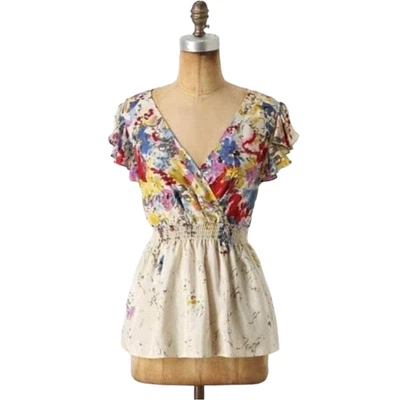 $28 • Buy Edmé & Esyllte Silk Heartsease Habotai Ruffle Top