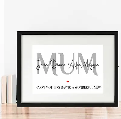 Mothers Day Personalised Gifts Family Print  Mum Gift For Mummy Nan Nana Nanny • £4.35