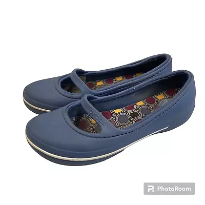 Crocs Crocband Blue Mary Jane Slip On Comfort Sandals Flats Womens Size 7 • $11.69