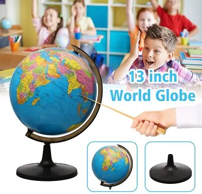 13'' World Globe Earth Gift Ocean Rotating World Map Desktop  Geography W/ Stand • $35.24