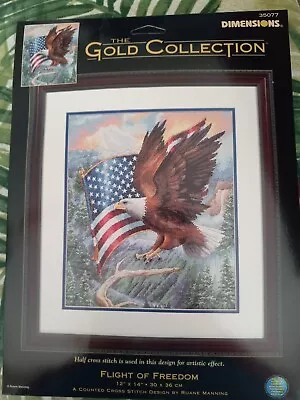 Dimensions Gold Collection - FLIGHT OF FREEDOM Eagle Counted Cross Stitch Kit • $41.49