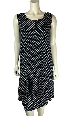 Habitat Sleeveless Chevron Print Dress Size M Pickup Hem Swing Lagenlook Art • $49.99