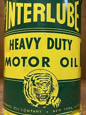 Extremely Scarce ~ Interlube ~ Full One Quart Motor Oil Can With Tiger Graphic • $1500