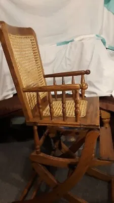 Rare Antique Convertible Child's High /Rocking Chair Oak W/Cane Seat & Back • $75