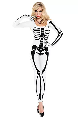 Skeleton Bodysuit Women Costume Adult Halloween Cosplay Club Party Horror Outfit • $11.19