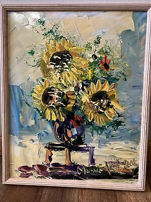 Original Morris Katz Floral Painting 2000' Oil On Masonite 20  X 16  • $150