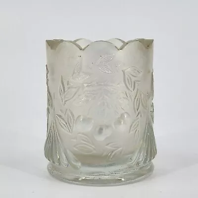 Vintage Joe St. Clair Clear Cherry Wreath Carnival Glass Toothpick Holder  • $27.99